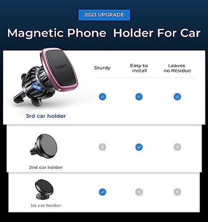 LISEN Magnetic Phone Holder for Car, [Easily Install] Car Phone Holder Mount [6 Strong Magnets] Cell Phone Holder for Car [Case Friendly] iPhone Car Holder Blue LV633 - color: Pink