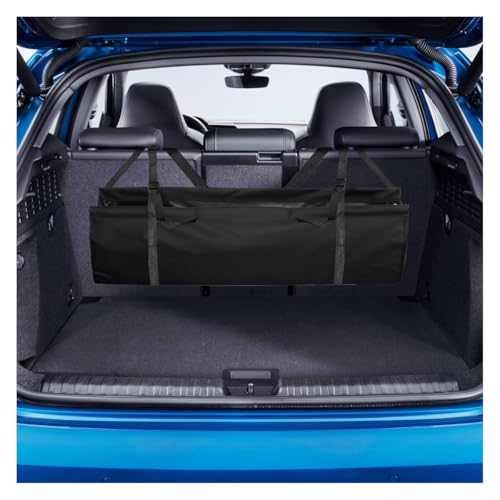 Hanging Car Trunk Organizer, Large Capacity Backseat Storage Bag, Waterproof 1680D Oxford Cargo Organizer with Adjustable Straps, Collapsible Car Storage for SUV Truck MPV (Black)