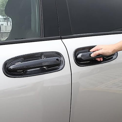 Car Accessories Fit for Toyota Sienna 2021 2022 2023 2024 2025 2026 Exterior Door Handle Bowl Protector Cover Trims (Carbon Fiber) ABS 8 PCS