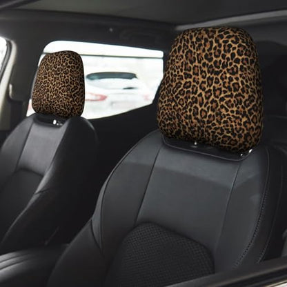 2pcs Car Headrest Covers for Truck SUV Van Brown Leopard Print Head Rest Wrap Protection Classical Universal Seat Head Rest Protector for Men Women - color: Leopard in Brown