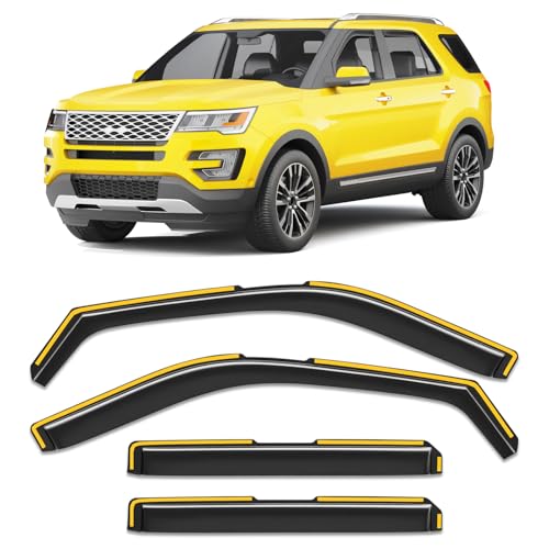 in-Channel Window Rain Guard for Ford Explorer 2011-2019 Rain Guards Side Window Visors Low Profile Vent Visor Window Deflectors Vent Shades Car Accessories-4pcs - size: Fit For 2011-2019 Ford Explorer