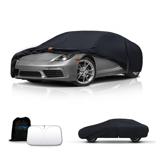 Waterproof Car Cover All-Weather, Heavy-Duty Outdoor Full Exterior Automobiles Snow Cover for Sedan/Coupe 166-178 inch with Sun Visor,Zippered & Storage Bag - Black - size: Fit Coupe Length 166-178 inch(3M-0)