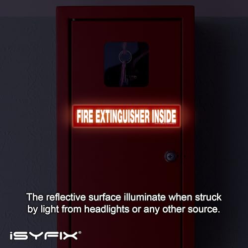 iSYFIX Fire Extinguisher Inside Sticker Sign – 5 Pack 9x1.7 Inch – Self-Adhesive Reflective Vinyl Decals, Laminated UV, Weather, Scratch, Fade Resistance, for Cars, Trucks, Trailers & Vehicles - color: Red Reflective, size: 9x1.7 (5 Pack)