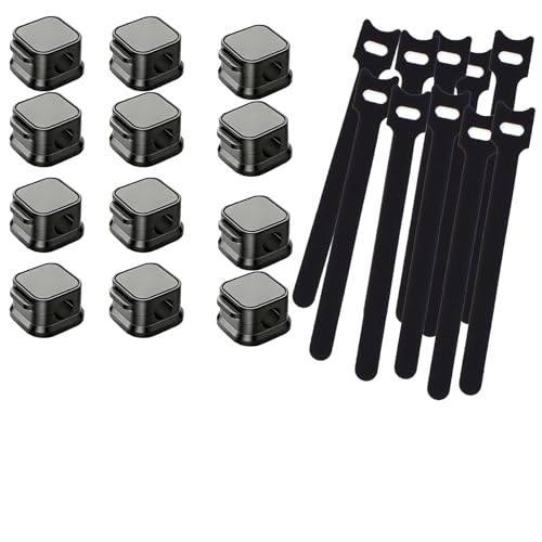12 PCS Magnetic Cable Clips Cord Holder for Night Stand Magnetic Cable Organizer Desk Adhesive Cord Keepers for Charging Cords for Car Phone Computer Wall Dash Cam Desktop Accessory (Black) - color: Black1
