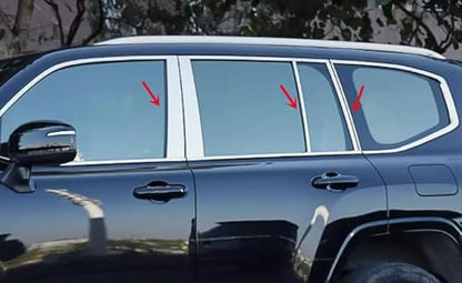 Car Accessories Fit for Toyota Land Cruiser LC300 2022 2023 Stainless Steel Chrome Exterior BC-Pillar Middle Column Window Decorative Strip Cover Trim 10PCS Set