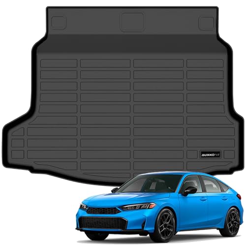 Auxko All Weather Cargo Mat Fit for Honda Civic Hatchback 2026 2025-2022 (Not for Sedan) TPE Rubber Cargo Tray Accessoris All Season Guard Odorless Anti-Slip Trunk Liner Black - size: Civi Hatchback|2022-2026|cargo Mat