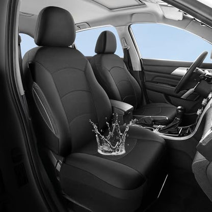 HChengkikz Car Seat Covers Front Seat, Waterproof Neoprene Seat Covers, Airbag Compatible, Universal Fit Most Sedans, SUVs, Trucks (Black) - color: Black, size: Two Front