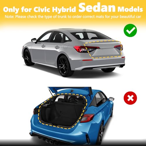 GINOWY-Floor Mats & Cargo Liner for Honda Civic Hybrid Sedan 2025 2026, TPE All Weather Civic Car Floor Mats, Non-Slip Trunk Mat Civic Floor Liners Accessories Black - style: 14) for Honda Civic Hybrid Sedan 2025-2026 Full Set