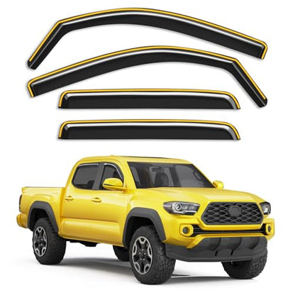 in-Channel Window Rain Guards Fit for Toyota Tacoma Double Cab 2016-2023 Rain Guard Extra Durable Window Deflectors Vent Visors Vent Shades Exterior Truck Accessories - size: 2016-2023 Toyota Tacoma Double Cab