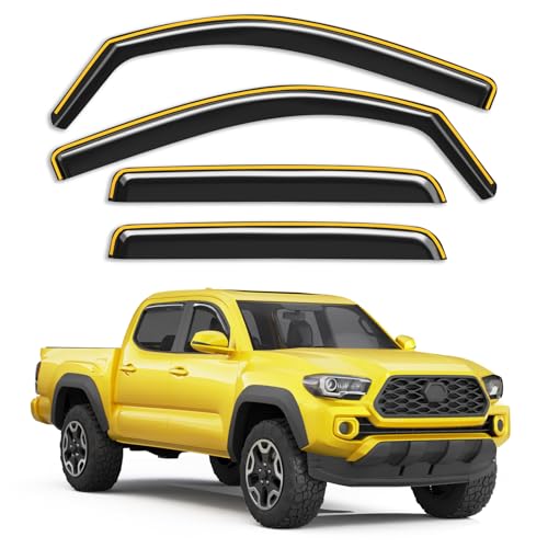 in-Channel Window Rain Guards Fit for Toyota Tacoma Double Cab 2016-2023 Rain Guard Extra Durable Window Deflectors Vent Visors Vent Shades Exterior Truck Accessories - size: 2016-2023 Toyota Tacoma Double Cab