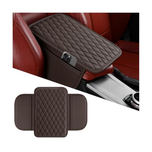Mandark Car Center Console Cover, Microfiber Leather Vehicle Armrest Protector Cushion with 2 Storage Bags, Auto Interior Arm Rest Seat Box Pad Accessories, Universal for SUV, Sedan, Truck (Coffee) - color: Coffee