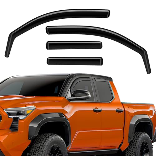 in-Channel Rain Guards Compatible with Toyota Tacoma 2024-2026, Durable Side Windows Wind Deflectors, 2024 2025 2026 Tacoma Rain Guard Black 4 PCS - size: 2024-2026 Tacoma