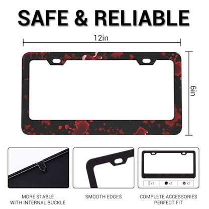 Red Blood Drop License Plate Frame, Halloween Funny License Plate Holder, Black Aluminum License Plate Covers, 2 Holes & Screws, 6 X 12 in - color: Blood Drop, size: 6"L x 12"W