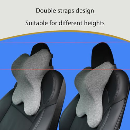 Car Neck Pillow for Driving Gaming Chair Headrest Pillow Office Chair Neck Pillow Ergonomic Design Double Straps Design Suitable for Different Heights - color: Medium Grey