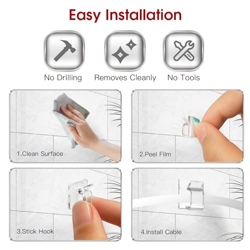 Latoxcaa 120PCS Heavy-Duty Adhesive Cable Clips, Clear Traceless Cord Organizer & Wire Holders for Wall, Desk, Car, LED Strips and Outdoor Lights (Small) - size: 120 small