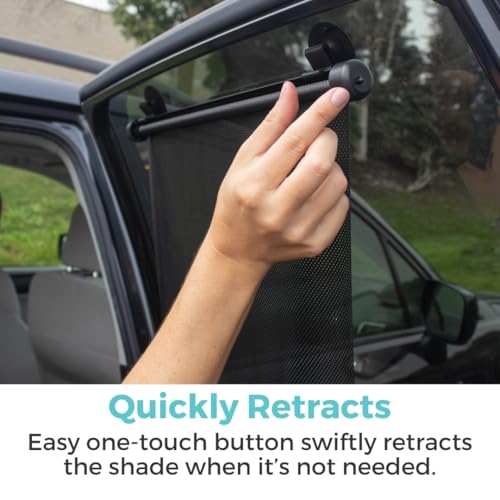 Toddleroo by North States - Extra Wide Car Window Shades for Baby: Car Shades for Side Windows - Retractable Pull-Down Roller - Black - 2-Pack