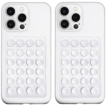 LvShuLiangPin 2 Pack Silicone Suction Phone Case Mount, Silicon Adhesive Phone Grip for Smartphones, Hands-Free Mirror Shower Phone Holder for Selfies, Tiktok Videos (White) - color: White