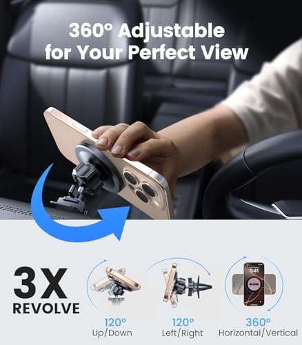 VICSEED for MagSafe Car Mount Vent Pink– [Super Magnet Power & Vent-Safe Clip] 360° Adjustable Study Magnetic Phone Holder Hands Free for iPhone 17 16 15 14 13 12 Pro Max - color: Pink