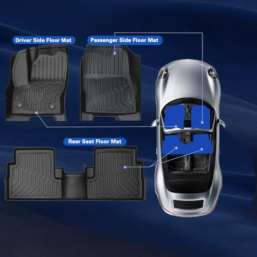 All Weather Rubber Floor Mats Compatible with 2013-2019 Ford Escape & 2013-2018 C-Max, 3Pcs Car Automotive Floor Mats & Cargo Liners Black (2013-2019 Escape & C-Max) - color: 2013-2019 Escape & C-Max