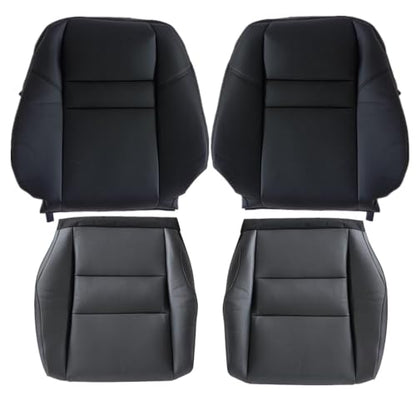 NLQR Driver and Passenger Side Bottom & Top Lean Back Replacement Seat Covers Leather Black Compatible with Honda CRV 2007 2008 2009 2010 2011 - color: Black