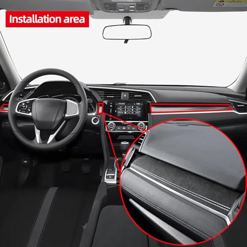 BETTERHUMZ Dashboard Panel Cover Trim Compatible with 10th Gen Honda Civic 2021 2020 2019 2018 2017 Suede Carbon Leather Decor Sticker Car Interior Molding Accessories (Suede Black)
