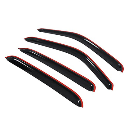 Window Visor Compatible with 2001-2006 Chevy Silverado GMC Sierra Crew Cab, Slim Style Acrylic Smoke Tinted 4PCS Sun Rain Guard Wind Vent Air Deflector by IKON MOTORSPORTS, 2002 2003 2004 2005