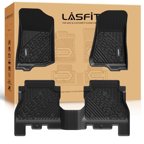 LASFIT Floor Mats for Jeep Wrangler JL 2018-2025 2026 Unlimited 4 Door Gas/MHEV Type (Not Fit for JK or PHEV) All Weather TPE Custom Fit Car Mats Floor Liners 1st & 2nd Row, Black - style: Wrangler JL 2018-2026 Floor Mats