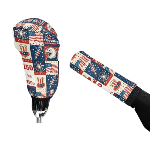 Jeiento American Flag Car Gear Shift Knob Cover Protection Accessories Auto Interior Independence Day Car Decor America's 250 Years Auto Gear Shift Handle Covers for SUV Trunk Sedan - color: American Flag Independence Day US 250 Years