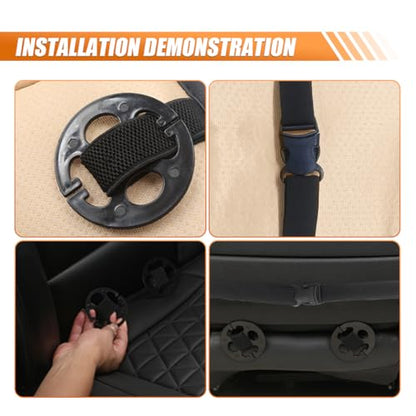 Luxury Faux Leather Car Seat Cover, Anti-Slip Waterproof Universal Front Bottom Seat Protector with Storage Pocket, Triangular Pattern Vehicle Seats Cushion for Sedans, SUVs, Trucks (Black) - color: Black