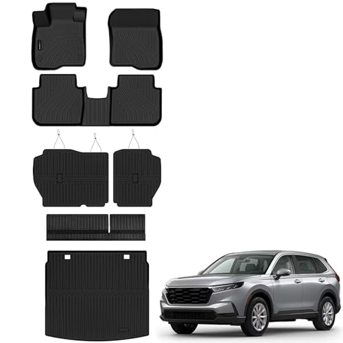 Auxko All Weather Floor Mats for 2026-2023 Honda CRV(Include Hybrid) Upper Cargo Mat with Backrest Mat TPE Liners Accessories Guard Odorless Anti-Slip Black - size: Crv|2023-2026|floor+upper Cargo+backrest Mats