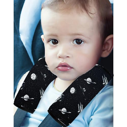 Seat Straps Shoulder Pads for Kids - Seat Belt Cover Pad, Perfect for Car Booster Seats, Strollers, High Chair, Backpacks, and More, Black - color: Cosmonau