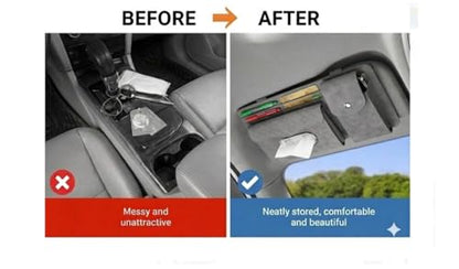 Multifunctional Car Visor Organizer (Suede leather - Gray) - color: Suede leather - Gray