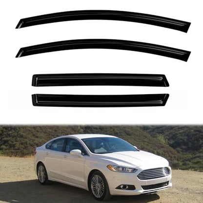 4PC Rain Guards for 2013-2020 Ford Fusion Window Visors for 13-20 Fusion Deflectors Sun Shades Vent Tape On Out Channel - size: 14-19 Ford Fusion