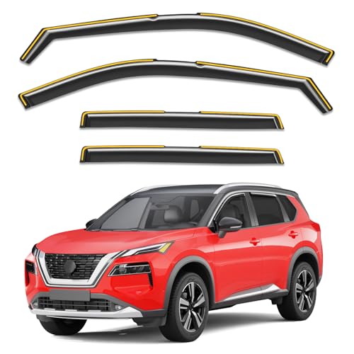 in-Channel Window Rain Guards Fit for Nissan Rogue 2021 2022 2023 2024 2025 2026, Extra Durable Window Visors Window Deflectors Vent Visors Vent Shades Car Accessories-4 pcs - size: Fit for 2021-2026 Nissan Rogue