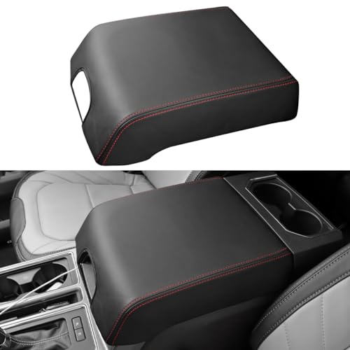 INTGET Center Console Cover for Ford F150 Accessories 2015-2020 2016 2017 2018 2019 Car Middle Lid Seat Armrest Cover Protector Elbow Cushion Pad (red Stitches, 2015-2020) - color: red stitches, size: 2015-2020