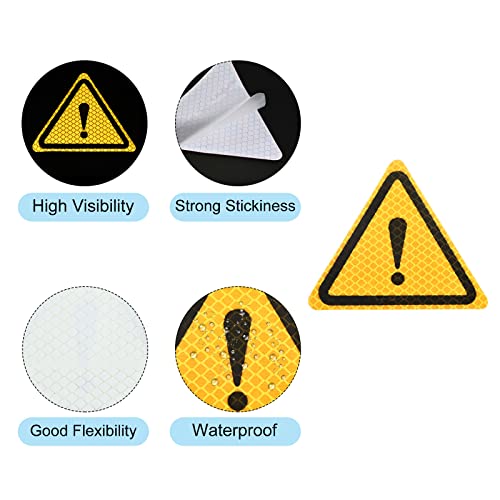 PATIKIL Reflective Stickers, 2 Pack 3.94 x 3.94 Inch Waterproof Adhesive High Visibility Night Caution Warning Triangle Safety Tape Reflector for Trucks Trailers Cars, Yellow - color: Yellow