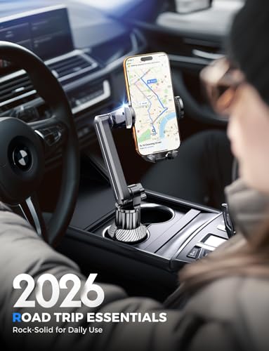 eSamcore Cup Holder Phone Holder, 15" Height Car Cup Holder Phone Mount Heavy-Duty Holders for Your Car Truck Cupholder with Expandable Base Fit for iPhone 17/16/ 15, 4.7”-7” Cellphone
