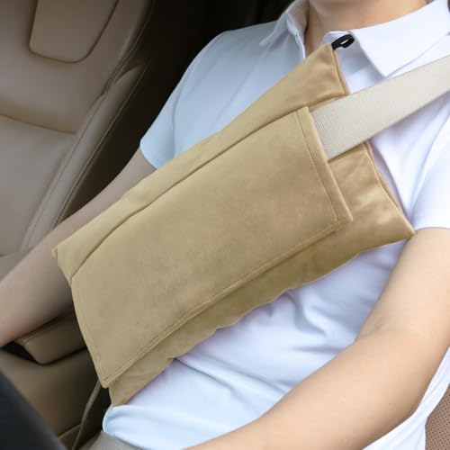 Super Soft Seatbelt Pillow, Seat Belt Pillow for Mastectomy Post-Surgery, Seat Belt Cushion for Heart Surgery Recovery, Hysterectomy Abdominal Incision Recovery Seatbelt (Beige, Large) - color: Beige