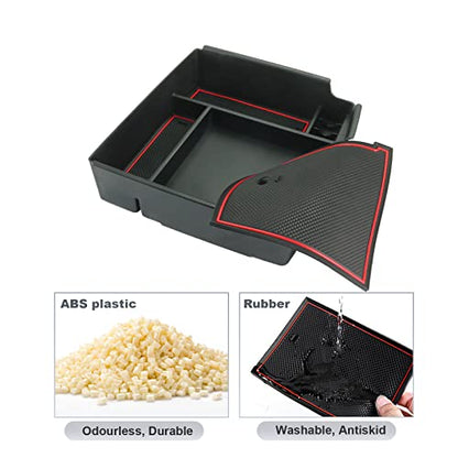SKTU Compatible with 2022-2025 2026 Kia Carnival Center Console Organizer 2024 2025 2026 Carnival Accessories Insert ABS Materials Tray 2022-2026 Carnival Console Tray with Coin and USB Hole (Red) - color: Red