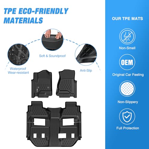 Nilight TPE Floor Mats for Chevy Chevrolet Suburban GMC Yukon XL Bucket Seats 2015 2016 2017 2018 2019 2020 All Weather Custom Fit Heavy Duty Floor Liners - color: 2015-2020 Suburban GMC Yukon|Bucket Seat|