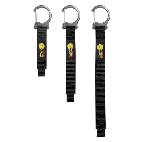 Wrap-It Storage Quick Clips - Assorted 3-Pack Black - Cable Straps with Metal Clips for Hanging Garage Accessories and Extension Cord or Hose Hanger - size: Assorted 3-pack
