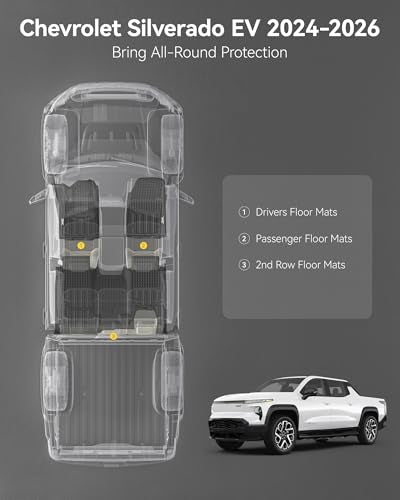 3W Floor Mats Fit for Chevrolet Silverado EV 2024-2025 2026 (WT & RST)/GMC Sierra EV/Sierra EV Denali Accessories TPE All Weather Floor Liner, 1st and 2nd Row Car Mats - size: Chevy Silverado EV 2024-2025 Floor Mats
