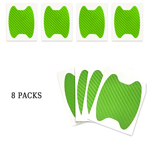 Blilo 8PCS Car Door Handle Sticker, Carbon Fiber Anti-Scratches, Universal Fit, Green/8PCS - color: Green/8PCS
