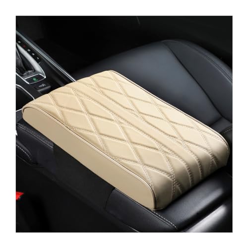 Osilly Car Armrest Cover, Auto Leather Waterproof Center Middle Console Cover Pad, Vehicle Memory Foam Armrest Seat Box Cushion Protector, Universal for SUV, Truck, RV and More (Beige) - color: Beige