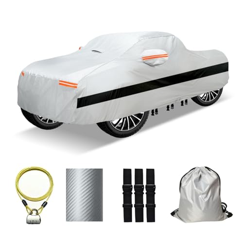 30 Layers Truck Car Cover for Automobiles All Weather Waterproof, Outdoor Snowproof UV Protection Windproof, Soft Cotton, Heavy Duty Universal Car Covers, (Silver, Fit Truck 211"-230") - color: Silver, size: Fit Truck 211"-230"