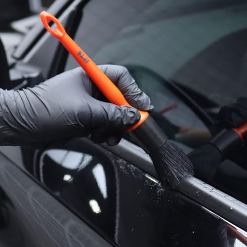 SPTA Car Detailing Brush Kit - 6 Pack, Auto Boar Hair Detail Brush Set Automotive Interior Exterior No Scratch Microfiber Detailing Brushes for Cleaning Air Vents, Engine Bays, Dashboard and Wheels - color: Car Detail Brush Set 6