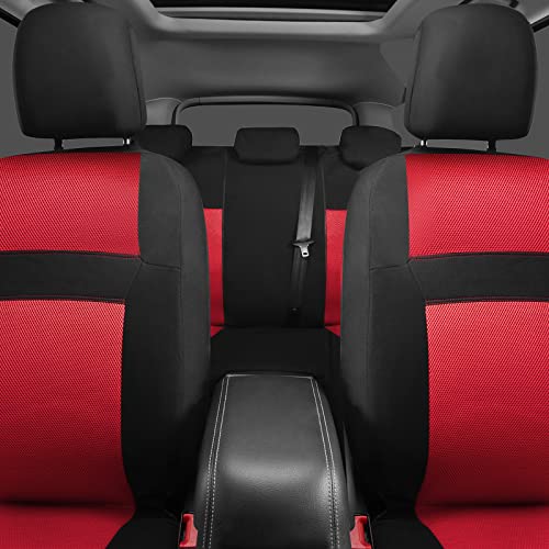CAR PASS Rainbow Universal Fit 3D Air Mesh Car Seat Cover with 5mm Composite Sponge Inside,Airbag Compatible (Black Red) - color: Black and Red, size: Full Sets