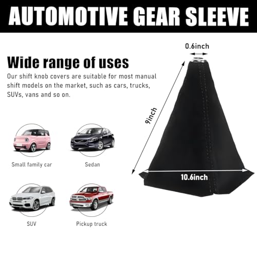 Ohleats Car Shift Knob Dust Cover, Automotive Shifter Boot Sleeve Replacement, Manual/Automatic Gear Shift Cover for Most Car Truck SUV, Universal Interior Car Accessories (Velvet, Black) - color: Velvet, Black