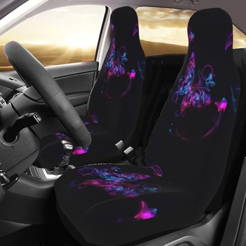Purple Butterfly Car Seat Covers Front Seat Only Cloth Auto Seat Cover Boho Purple Butterfly Universal Fit, Automotive Seat Covers, Washable Car Seat Protector for SUV, Sedan, Van, Black - color: Butterfly