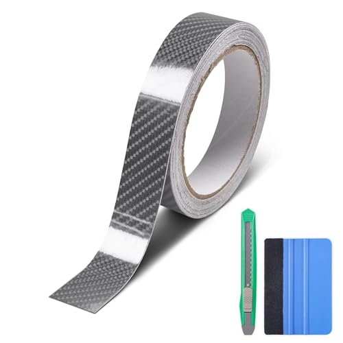 Lypumso 6D High Gloss Carbon Fiber Vinyl Wrap Tape, Chrome Delete Tape for Cars Motorcycle Detailing DIY Car Door Edge Guard Decals Blackout Tape Roll (6D Grey, 1in x 30ft) - color: 6D Grey, size: 1in x 30ft